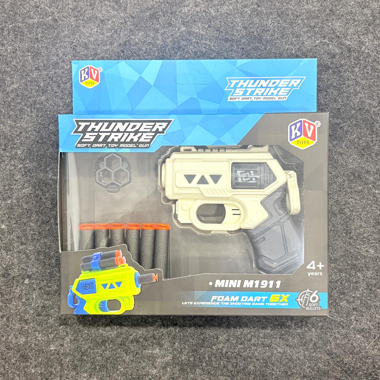 A06489 Thunder Strike Mini M1911 Foam Dart Toy Gun with 6 Darts - Image 5