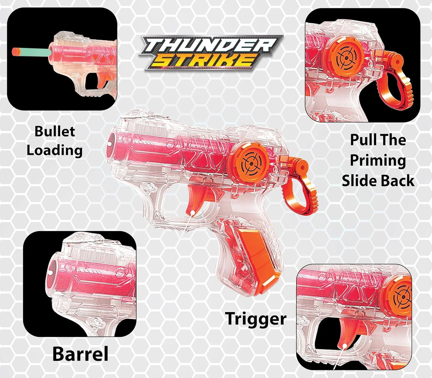 A06490 Thunder Strike Target Small Gun - Soft Foam Dart Toy Model Gun with 6 Darts - Image 3