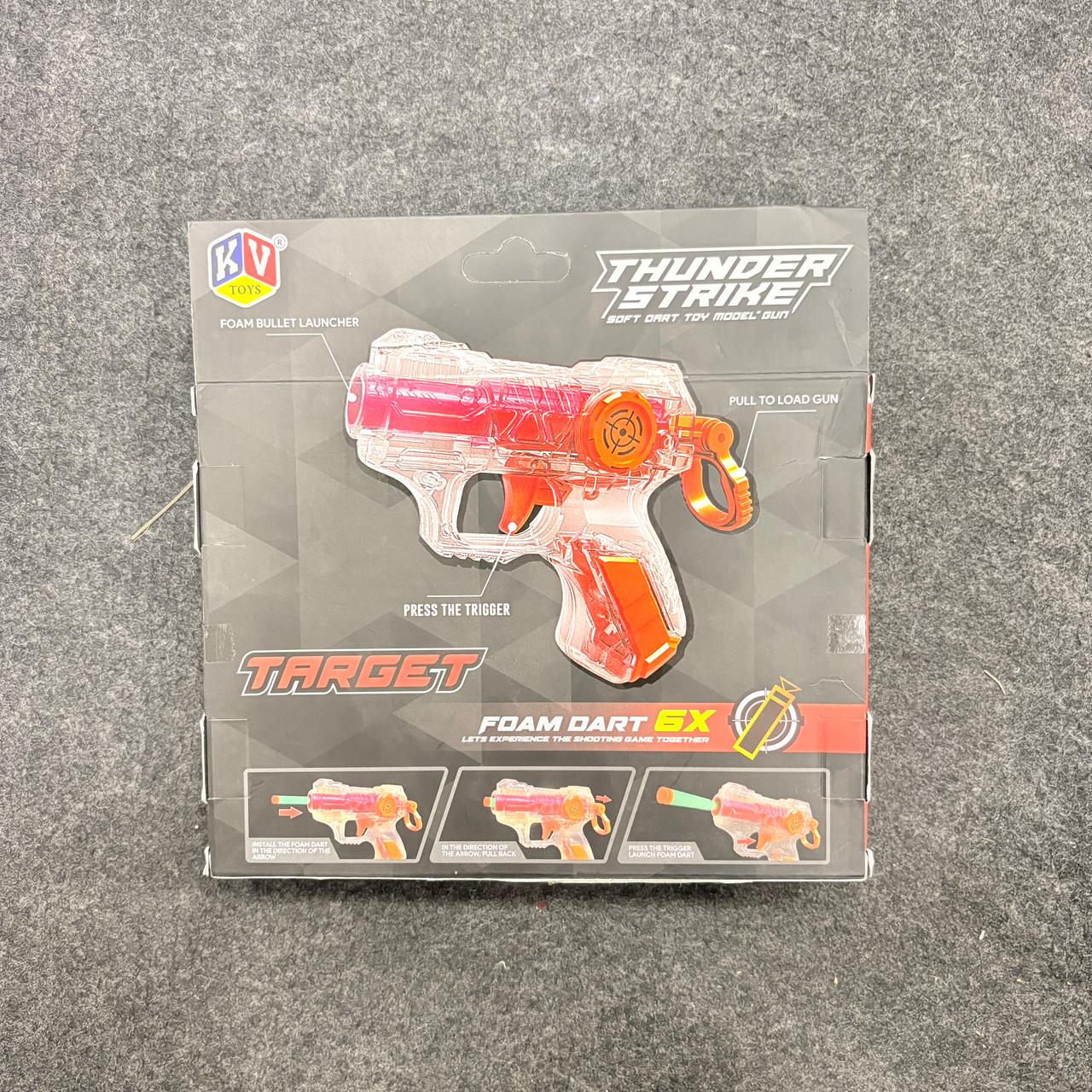 A06490 Thunder Strike Target Small Gun - Soft Foam Dart Toy Model Gun with 6 Darts - Image 6