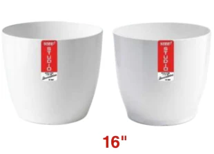 A06542 16-Inch Premium White Plastic Planter Pot (Pack of 1) - Image 4