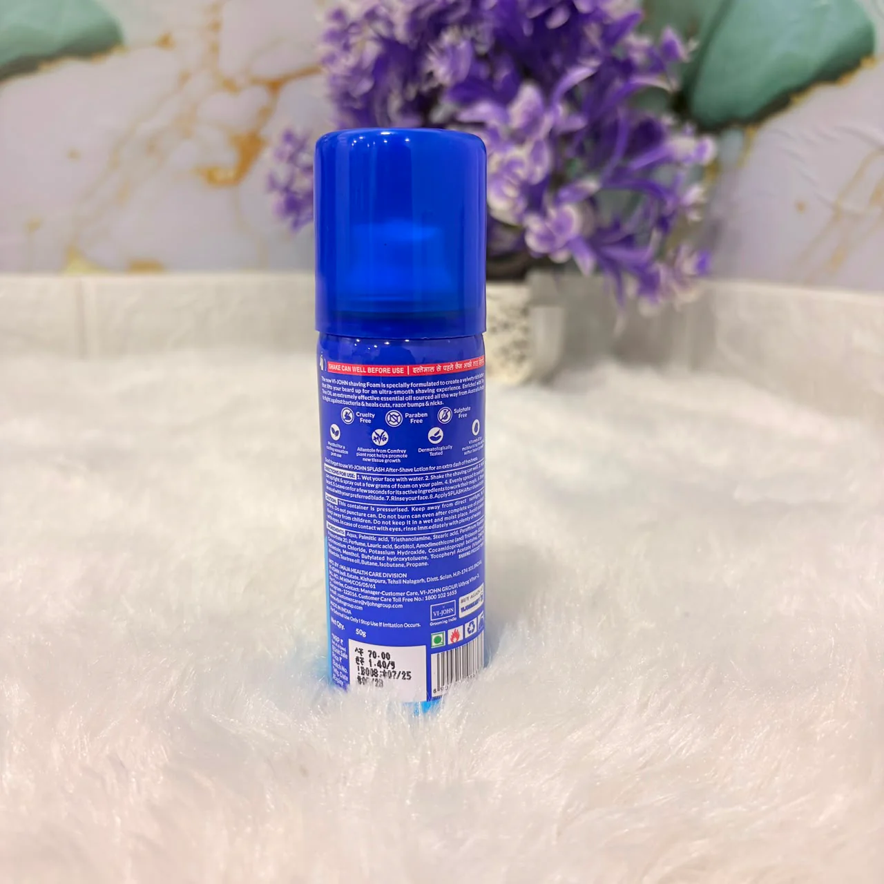 A06576 Vi-John Original Shaving Foam for All Skin Types (Enriched with Vitamin E & Tea Tree Oil) – 50g - Image 3