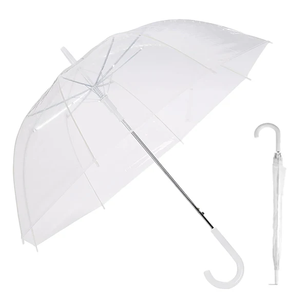 AM5413 Transparent Umbrella, Wedding Style Auto Open Stick Umbrella for Bride Groom Photography Rain Ceremony
