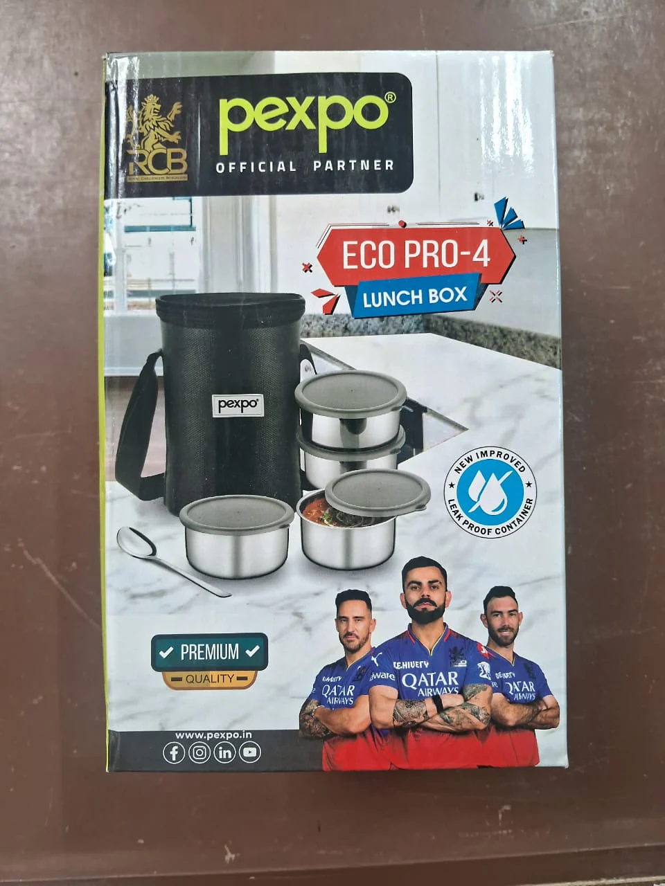 AM3525 SS Pexpo Eco Pro-4 Lunch Box Set 4Container,1 Spoon,Elegant Bag - Image 7