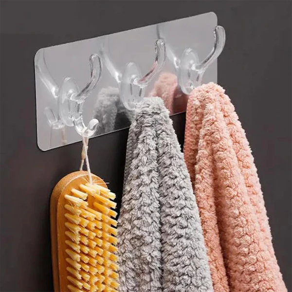 AM5310 Wall Transparent 3 Hook Hanger for Hanging Clothes