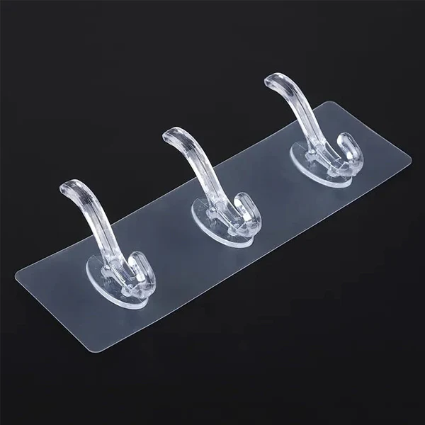 AM5310 Wall Transparent 3 Hook Hanger for Hanging Clothes - Image 2