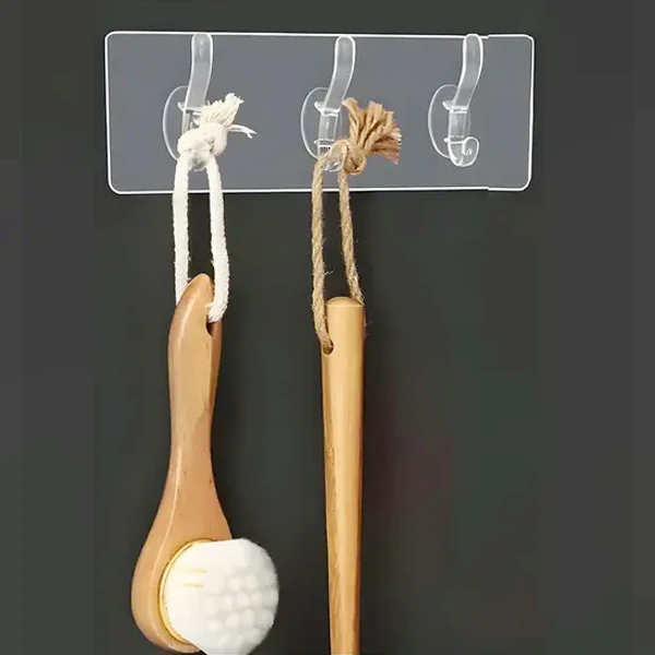 AM5310 Wall Transparent 3 Hook Hanger for Hanging Clothes - Image 3