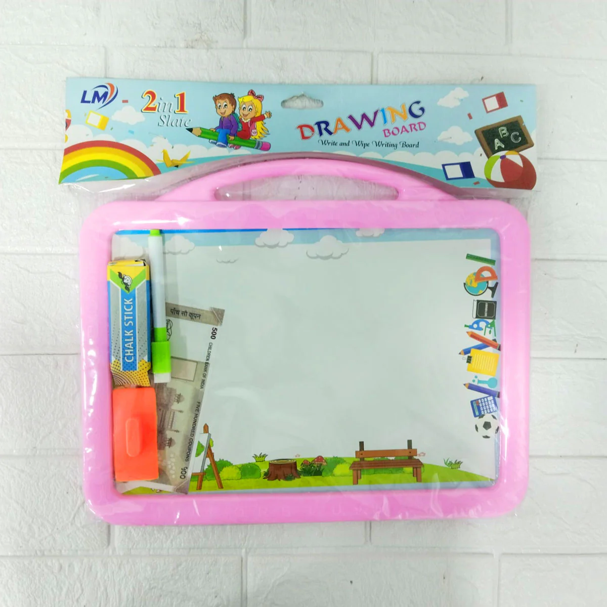 AM0013 Educational Slate For Kids | Slate 2 in 1 Write and Wipe Board with Plastic Frame for Kids | Slate for Kids 3 Years and Above | Multicolor Slate - Image 4