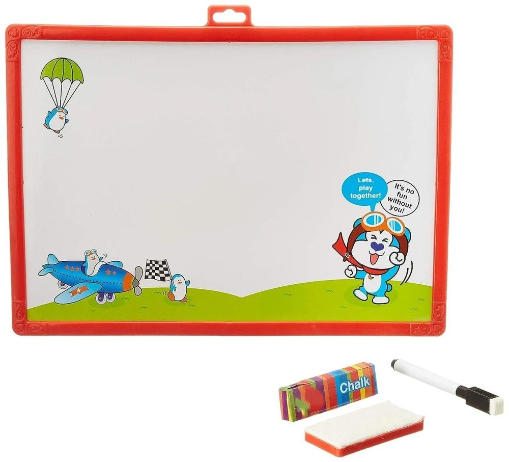 AM0013 Educational Slate For Kids | Slate 2 in 1 Write and Wipe Board with Plastic Frame for Kids | Slate for Kids 3 Years and Above | Multicolor Slate - Image 5