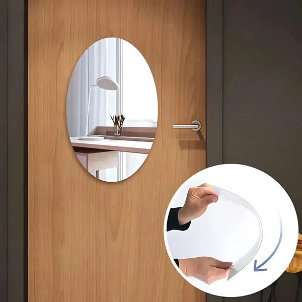 AM0091 Oval Shape Mirror Sticker For Wall 30x45cm - Image 3