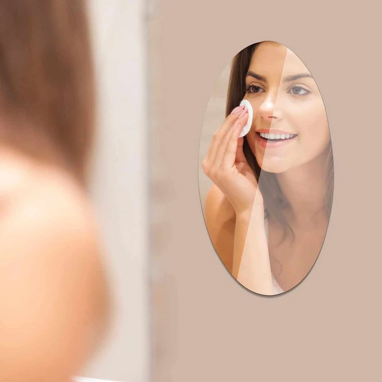 AM0091 Oval Shape Mirror Sticker For Wall 30x45cm - Image 4