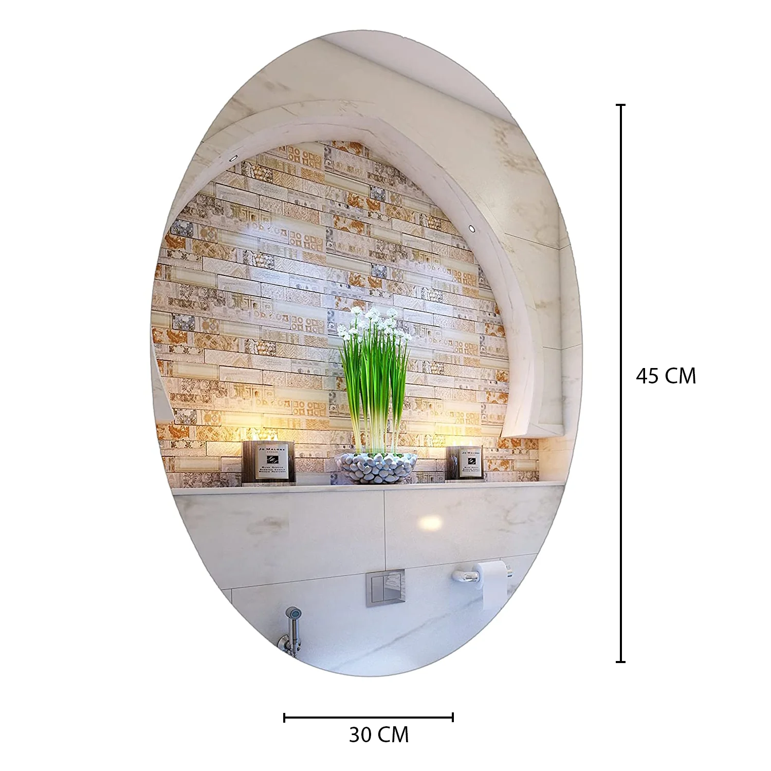 AM0091 Oval Shape Mirror Sticker For Wall 30x45cm - Image 8