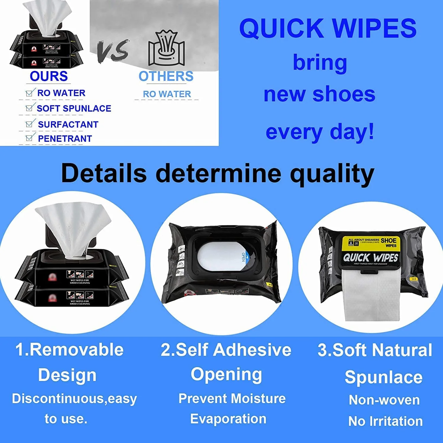 AM0094 Instant Sneaker Shoe Wet Wipes for Shoe Cleaning - Image 3