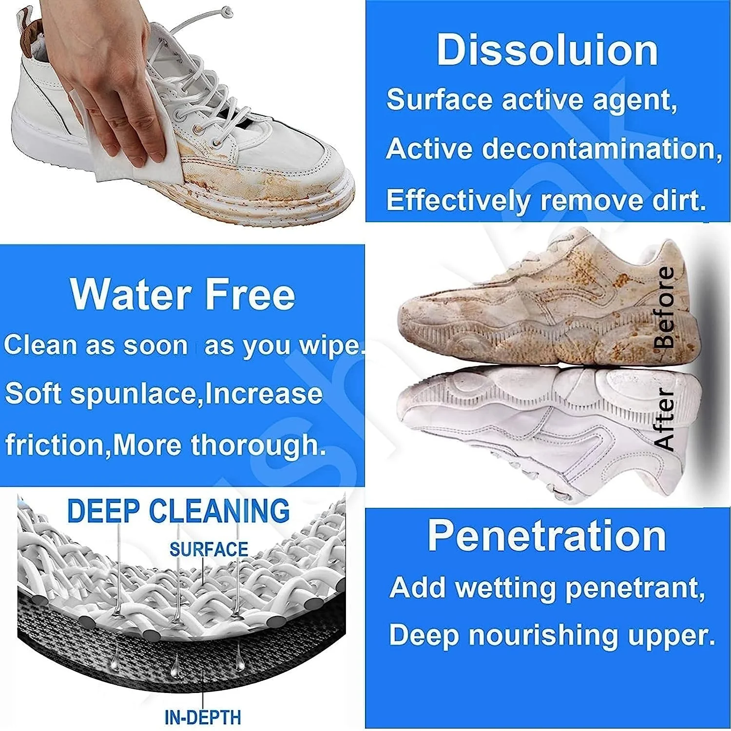 AM0094 Instant Sneaker Shoe Wet Wipes for Shoe Cleaning - Image 4