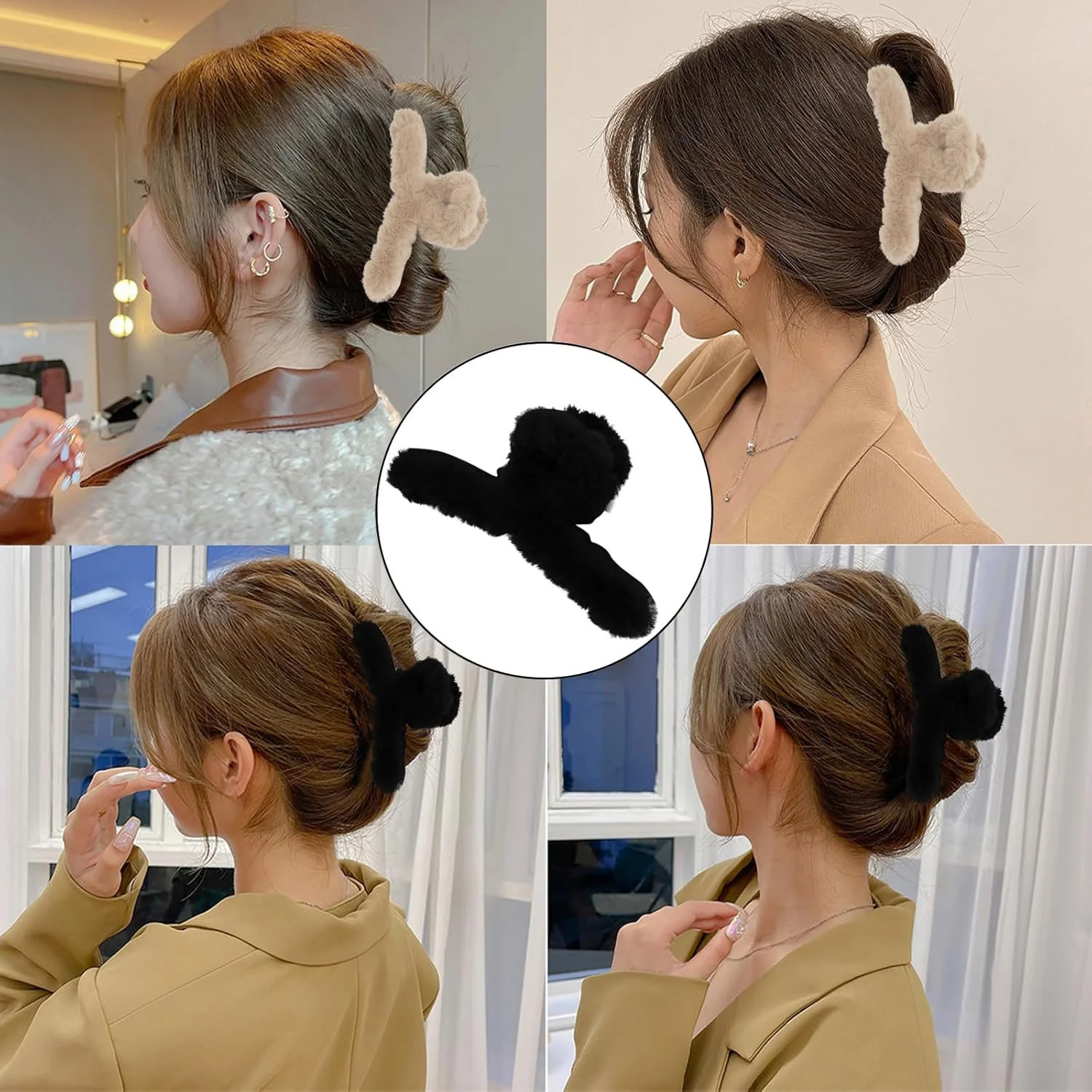 AM1076 Fluffy Fur Hair Clip 1Pcs (multicolor) - Image 8