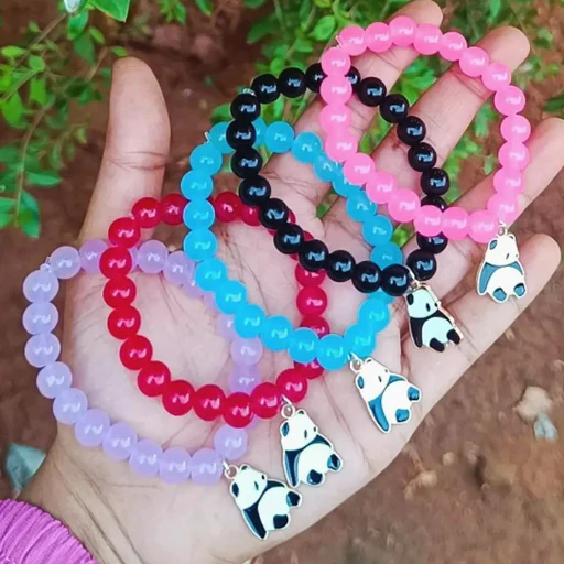 AM1077 Girls Kids Toddlers Rainbow Beaded Charms Bracelets 1 Pcs - Image 2