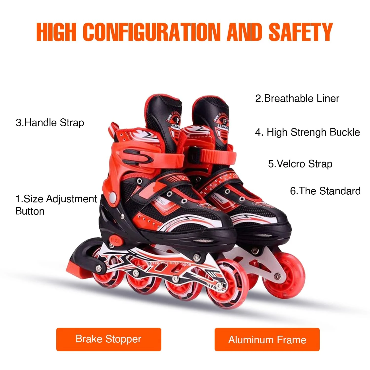 AM0148 Adjustable Inline Roller Skating Shoes with LED Flash Lights - Image 4