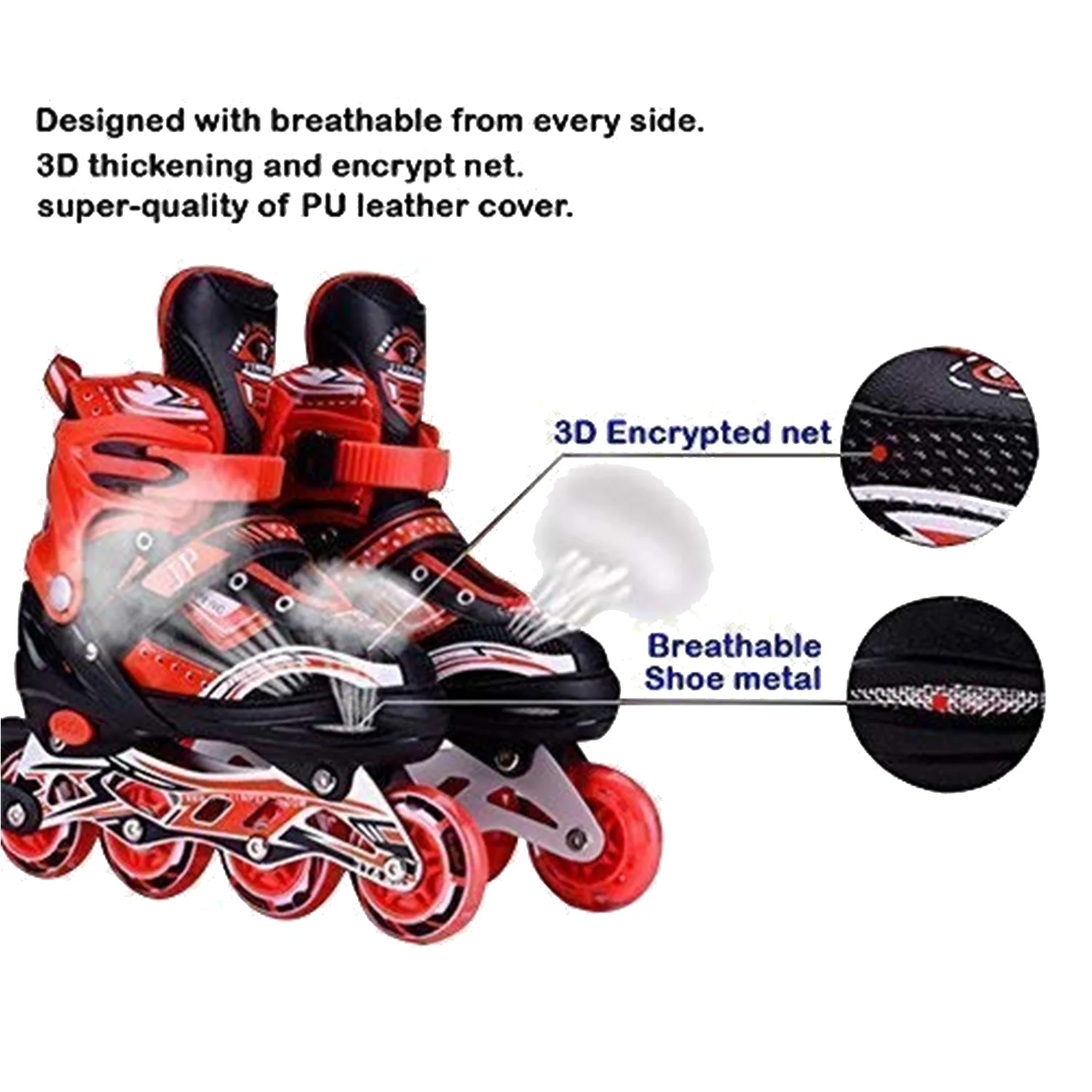 AM0148 Adjustable Inline Roller Skating Shoes with LED Flash Lights - Image 5