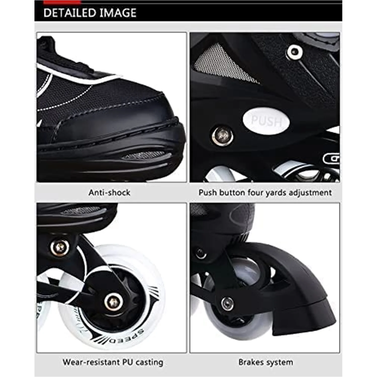 AM0148 Adjustable Inline Roller Skating Shoes with LED Flash Lights - Image 8