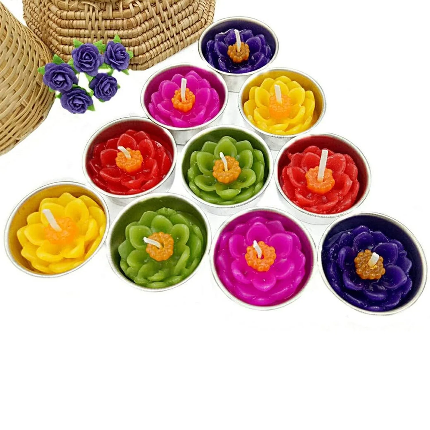 AM0157 Rose Shaped Tealight Candles (Pack of 10, 8 GM) - Image 2