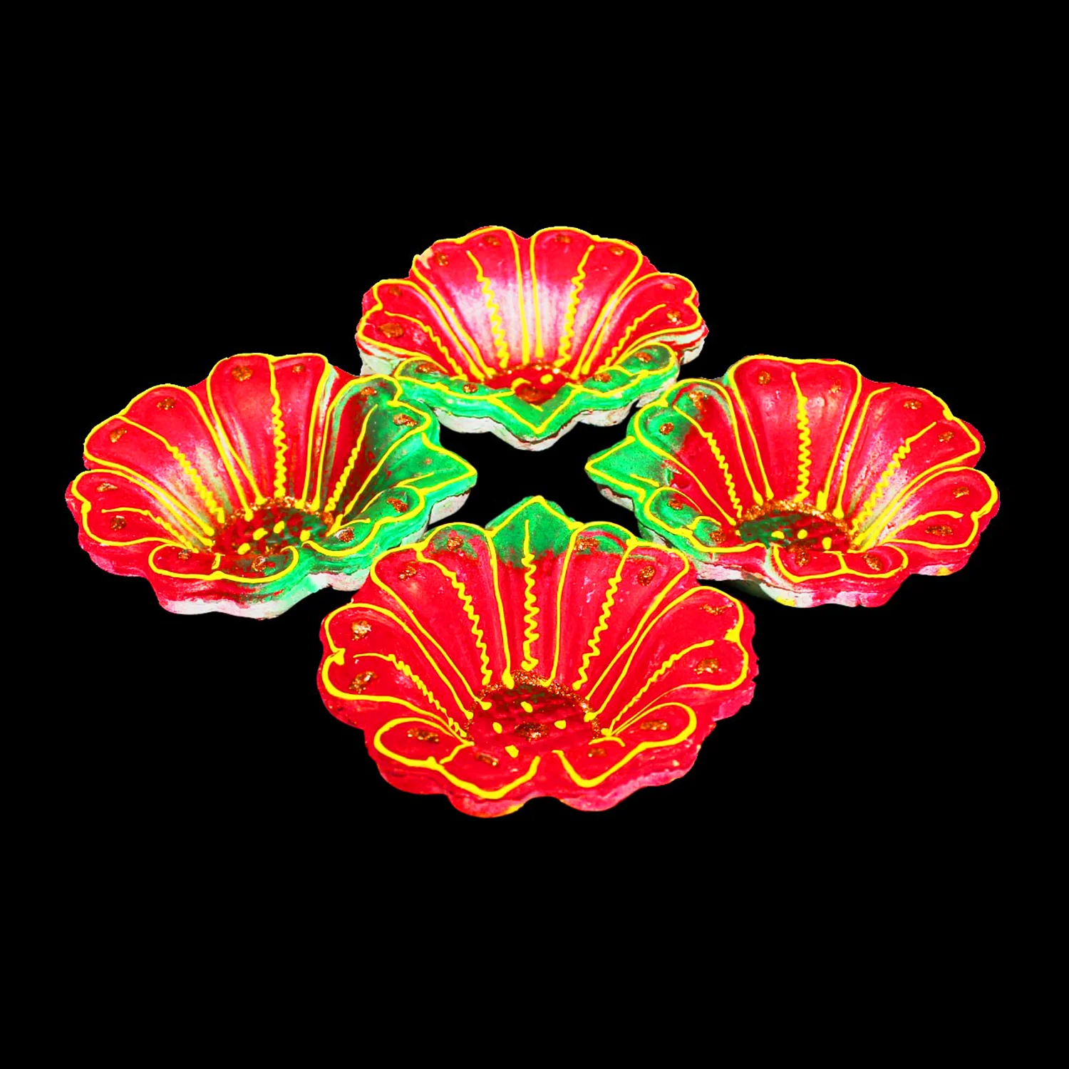 AM0207 Handmade Decorative Diyas For Diwali Diwali Decoration (4 Pcs) - Image 5