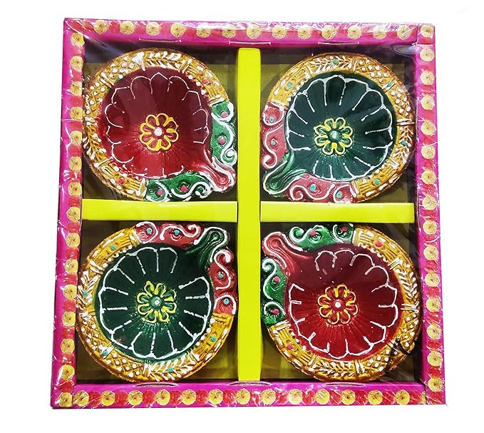 AM0207 Handmade Decorative Diyas For Diwali Diwali Decoration (4 Pcs) - Image 7