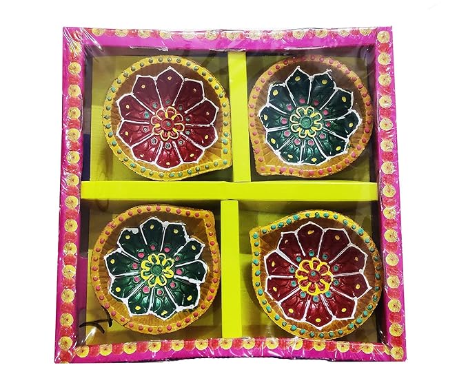AM0207 Handmade Decorative Diyas For Diwali Diwali Decoration (4 Pcs) - Image 8