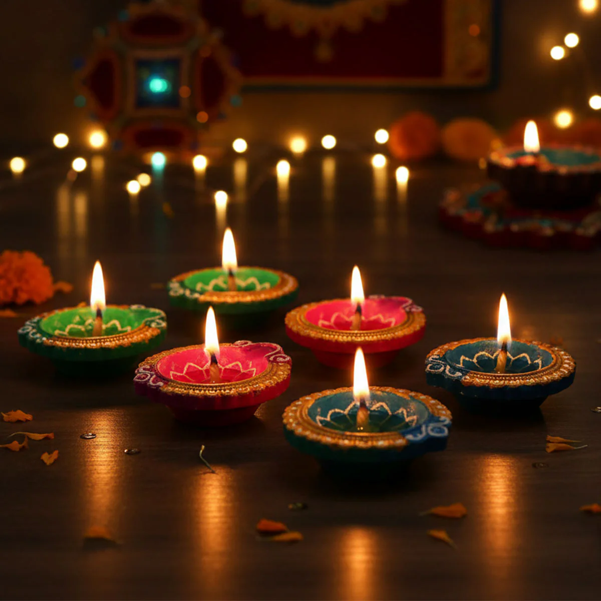 AM0208 Handmade Decorative Diyas For Diwali Decoration (6 Pcs) - Image 5