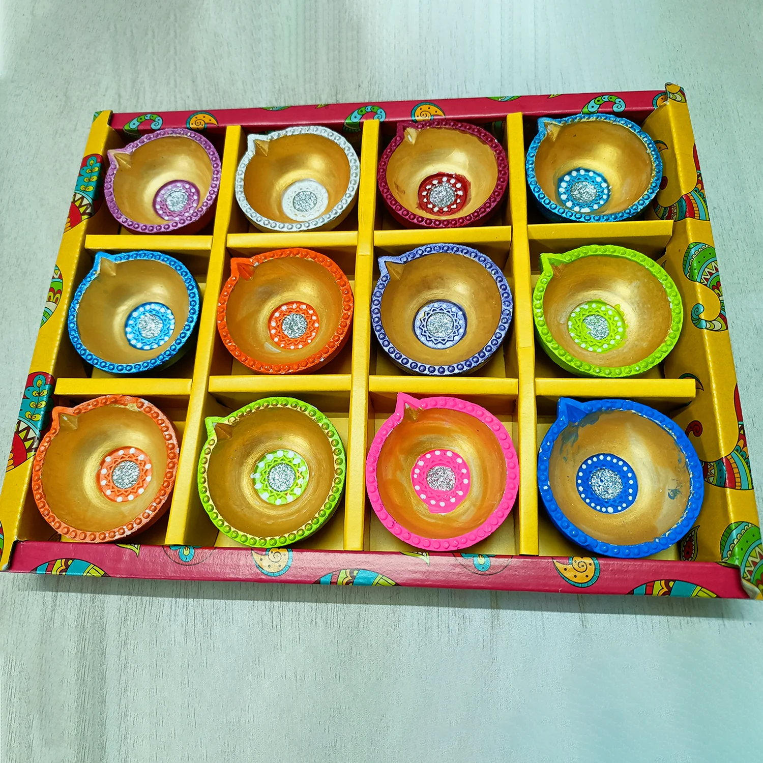 AM0210 Handmade Decorative Diyas For Diwali Decoration ( 12 Pcs) - Image 9