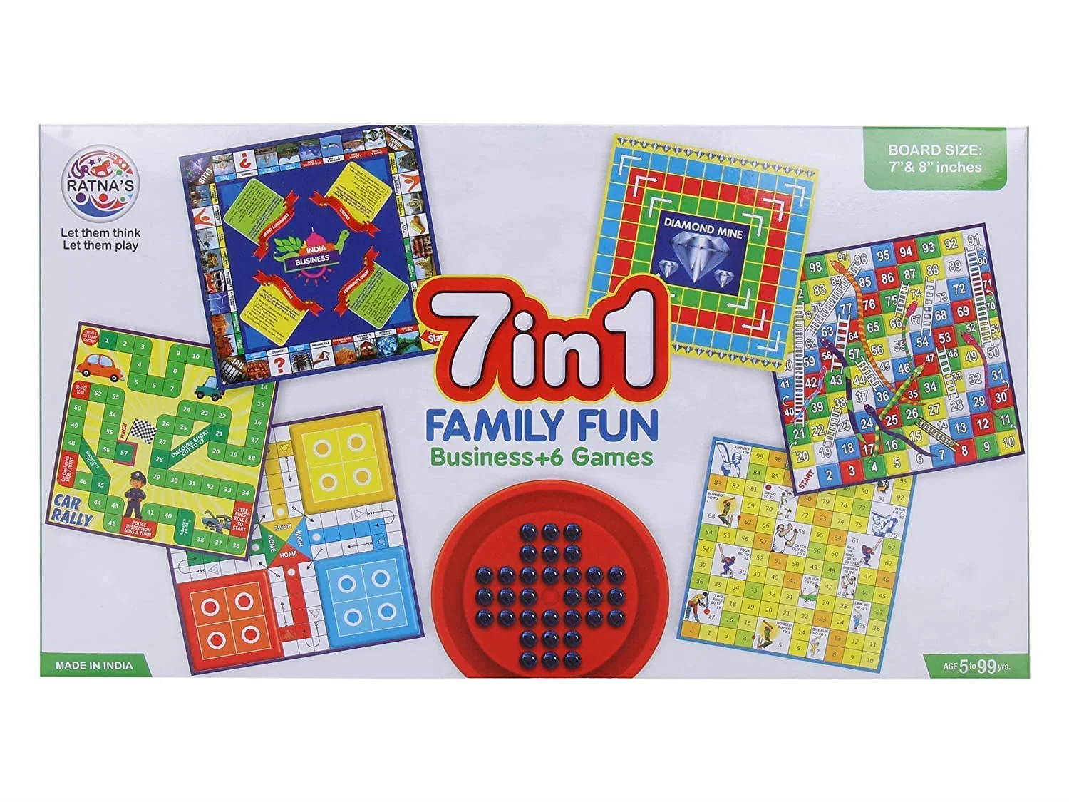 AM0411 7 in 1 Board Game for Family Party & Fun Games Board Accessories Board Game 7 & 8inch