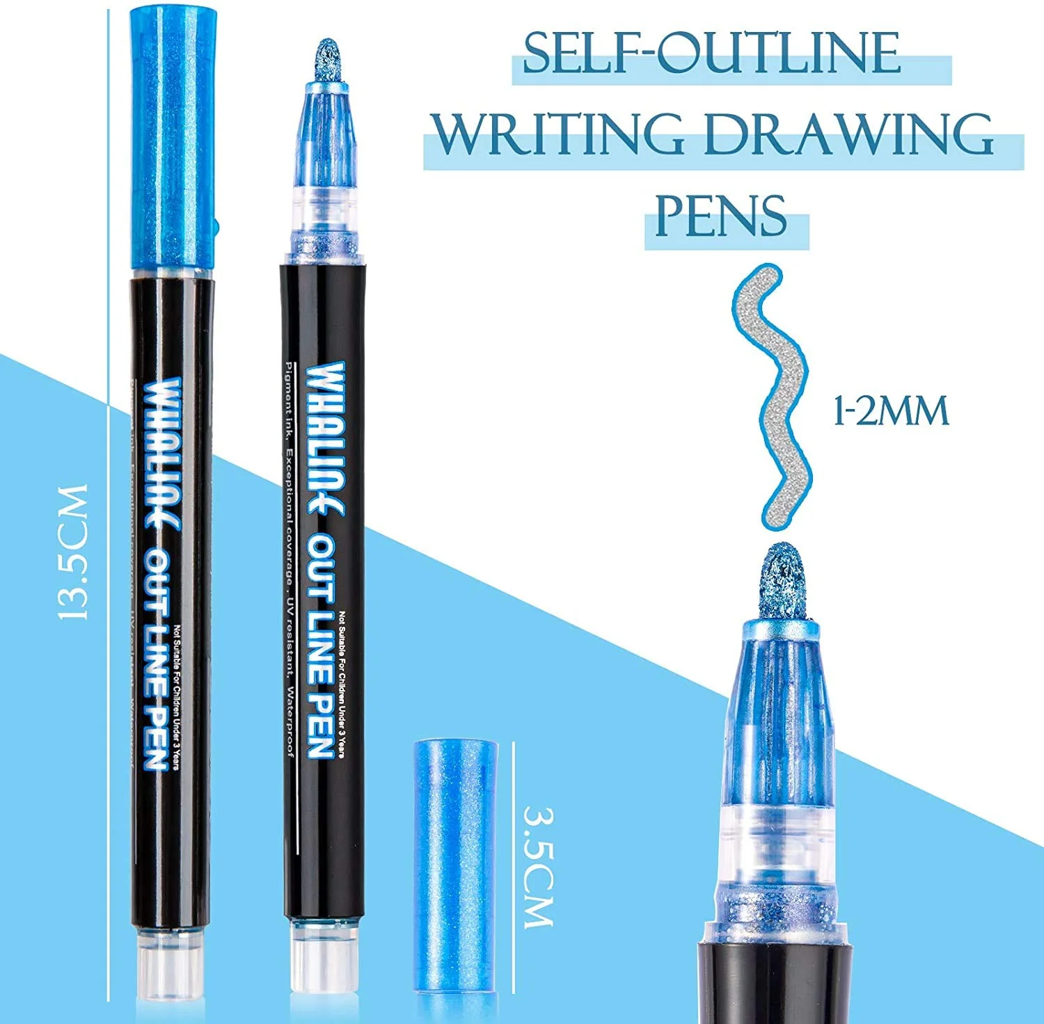AM0423 Outline Drawing Metallic Markers (12 Colors) - Image 2