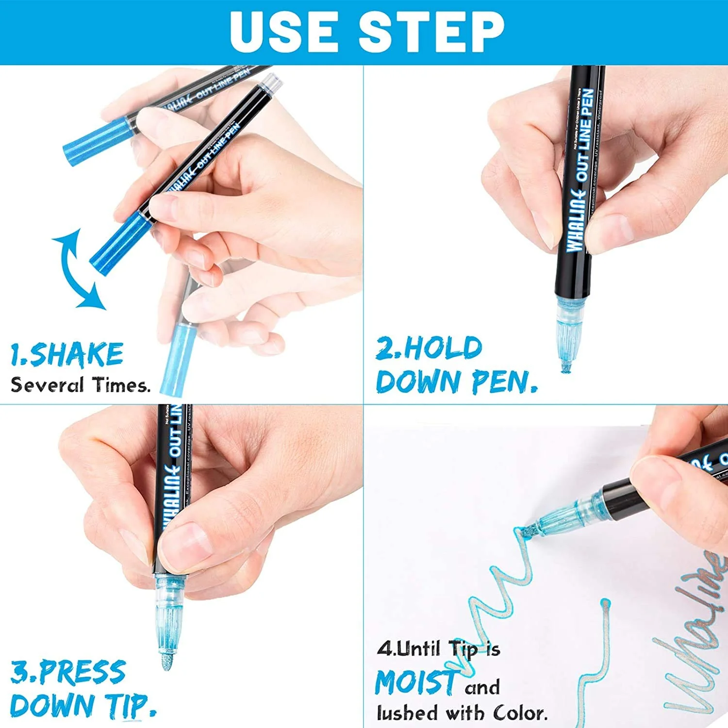 AM0423 Outline Drawing Metallic Markers (12 Colors) - Image 3