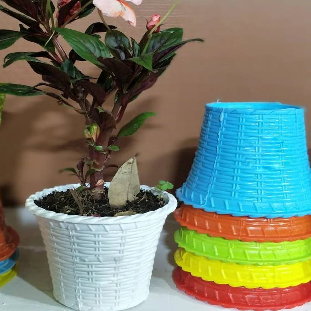 AM0826 Ap Juhi Pot 10 inch -Multicolor Designer Plastic Flower pots - Image 2