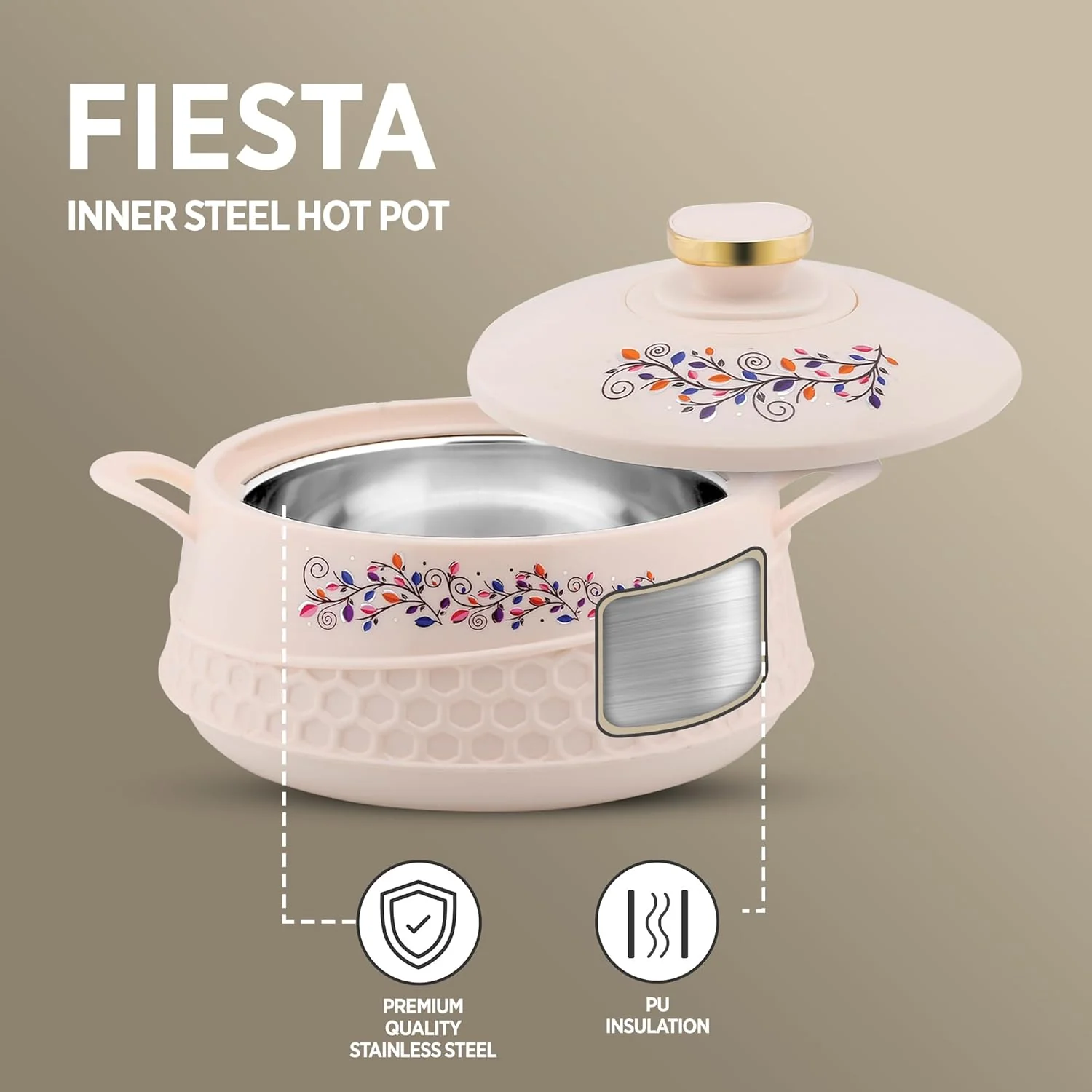 AM0912 Stainless Steel Fiesta Inner Steel Thermoware Casserole 2500ml - Image 4