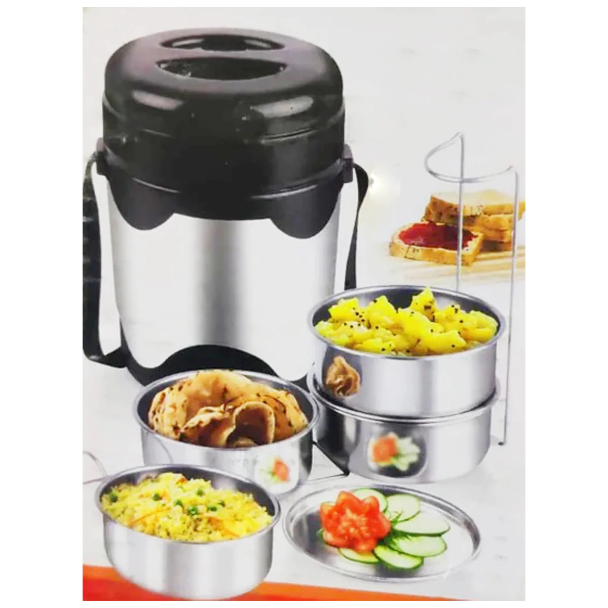 AM0920 Thermoware Hot & Shine Insulated Tiffin Carrier 4 Containers Lunch Box - Image 5