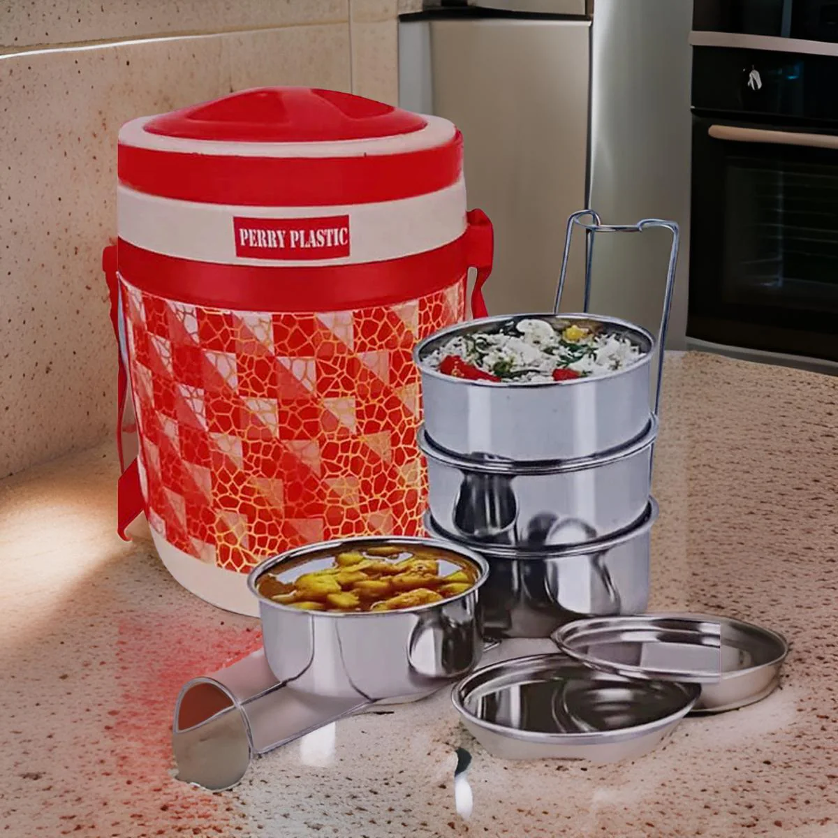 AM0924 4 Insulated Tiffin Box 4 Stainless Steel Containers (60)