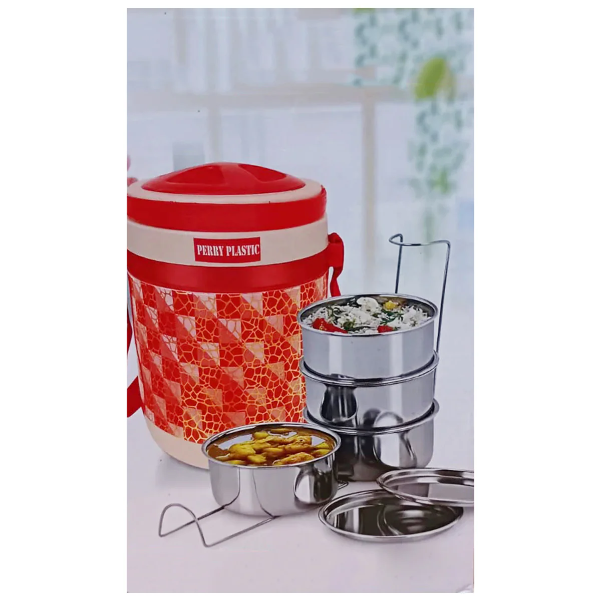 AM0924 4 Insulated Tiffin Box 4 Stainless Steel Containers (60) - Image 4
