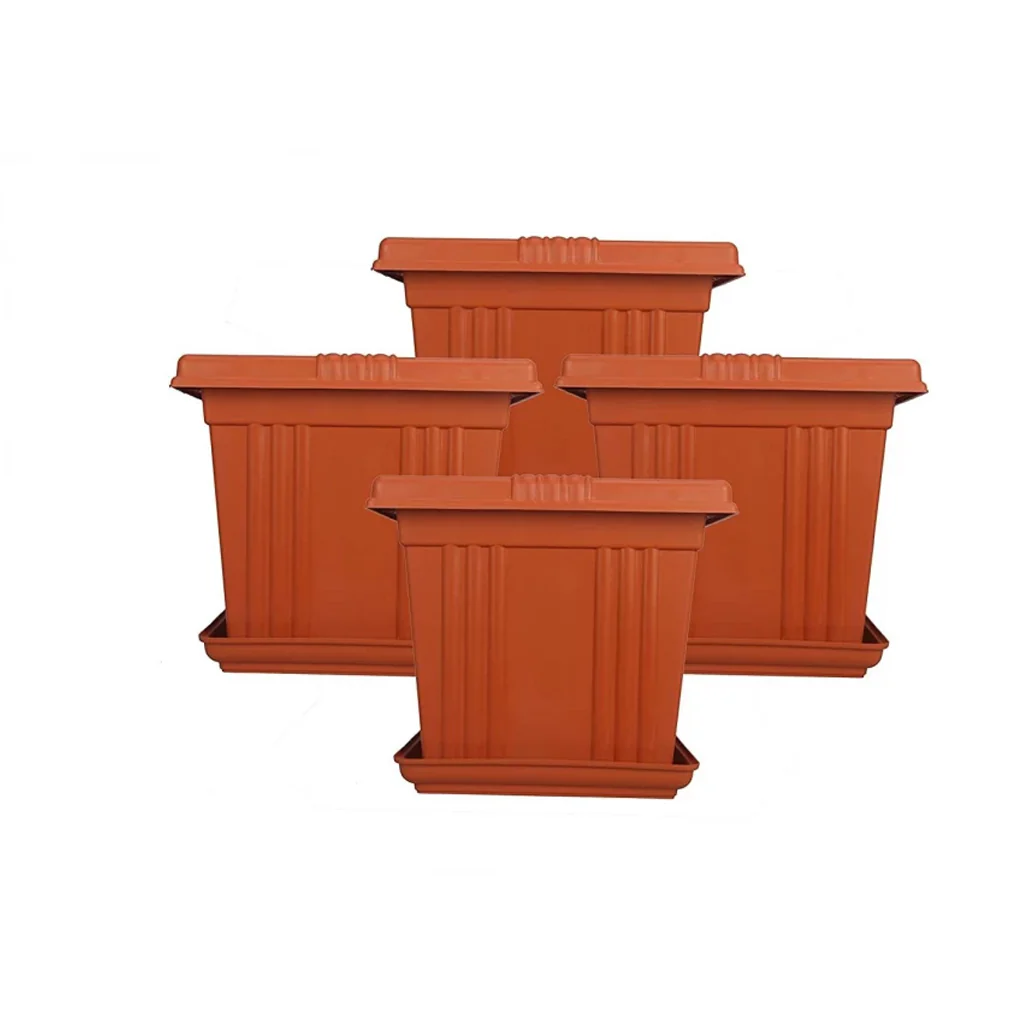 AM0934 Flower Pot Square Plastic Plant 10 Inch Saucer Tray Plant Pot - Image 7