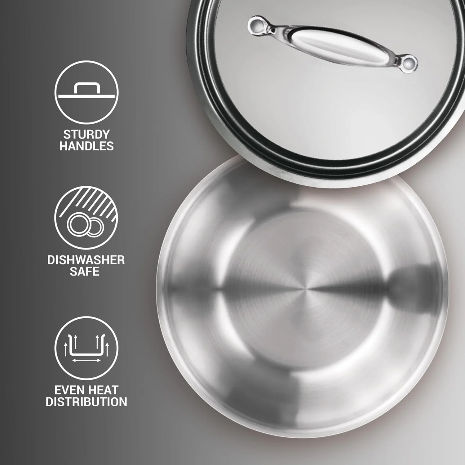 AM0972 Milton Pro Cook Triply Silver Tasla 24cm Designed For Healthy Cooking - Image 8