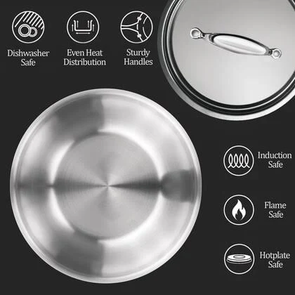 AM0973 Milton Pro Cook Tri-ply Silver Triply Tasla 26cm Designed For Healthy Cooking - Image 4