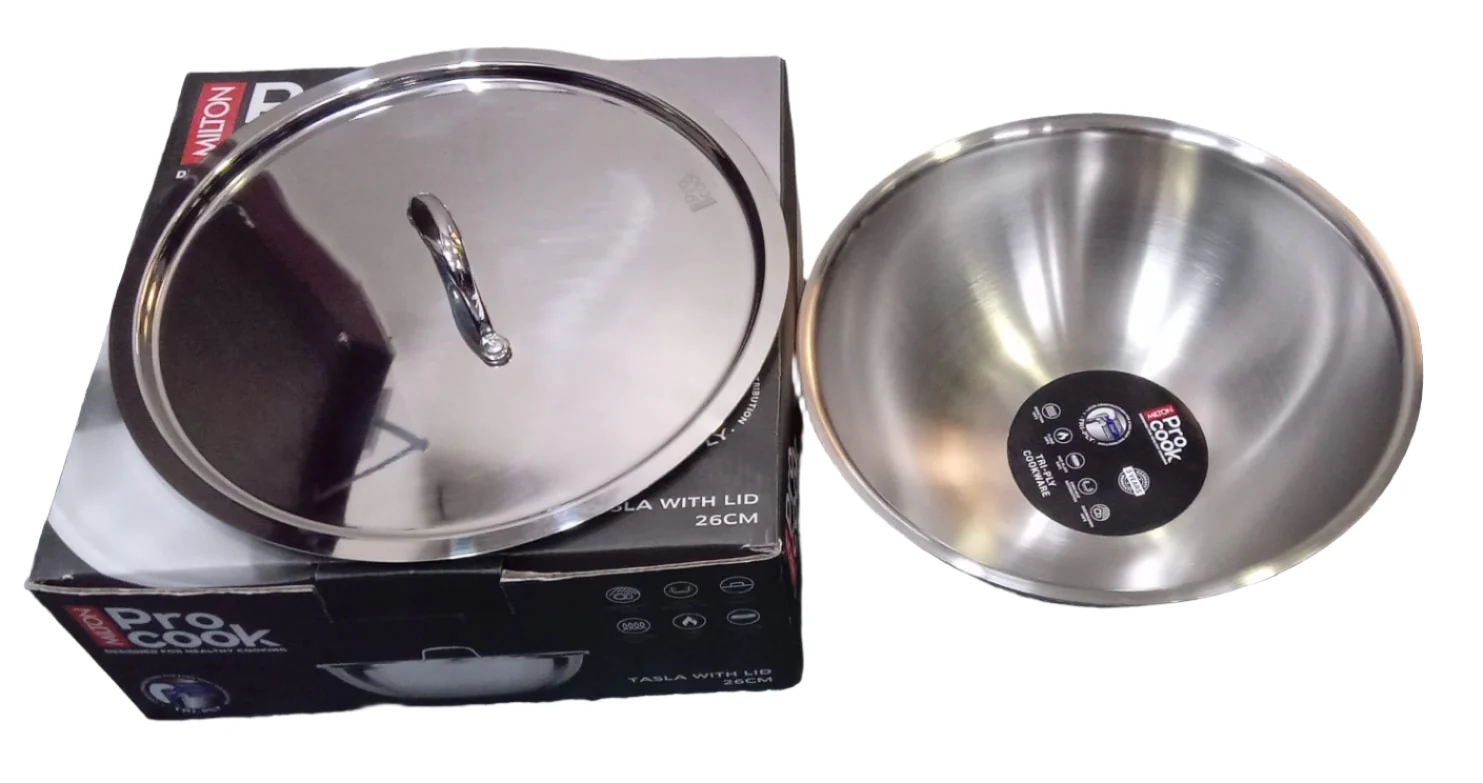 AM0973 Milton Pro Cook Tri-ply Silver Triply Tasla 26cm Designed For Healthy Cooking - Image 7