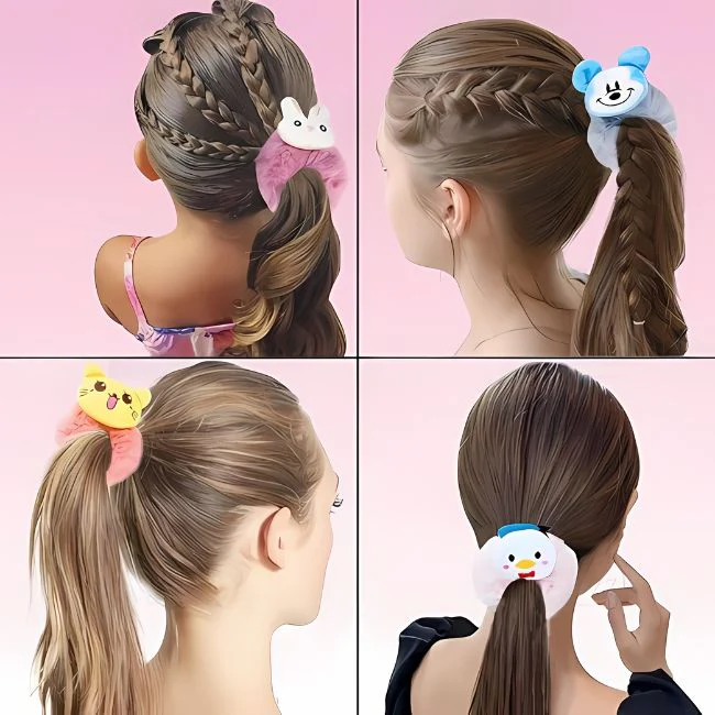 AM1029 Scrunchies Fancy Faux Fur Elastic Hair Bands - 1 Pcs - Image 4