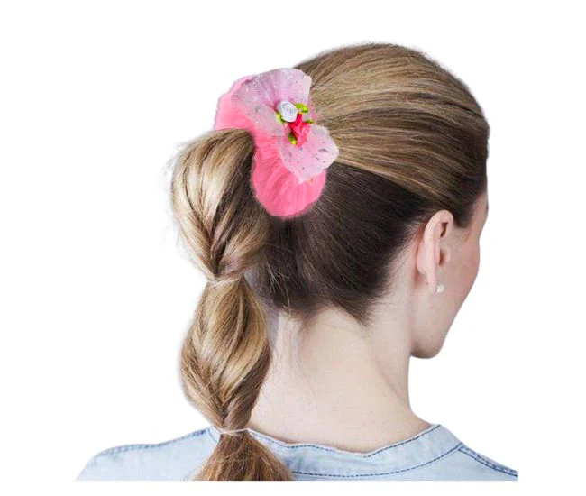 AM1029 Scrunchies Fancy Faux Fur Elastic Hair Bands - 1 Pcs - Image 5