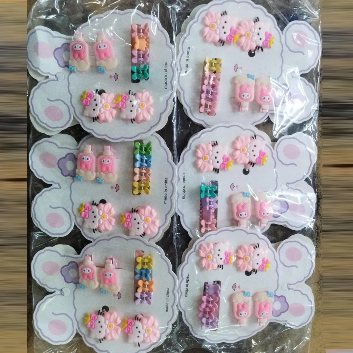 AM1092 7 Pcs Set Cute Cartoon Plush Hairpin Set Women Color Flower Baby Hair Clip Knitted Bow Side Clip - Image 2