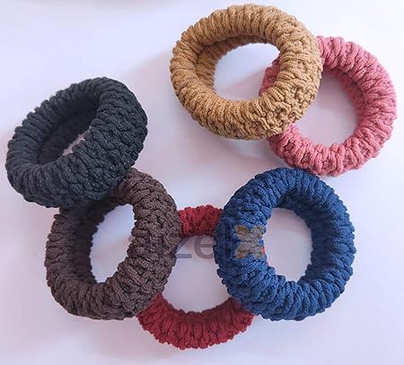 AM1205 Sober Elastic Rubber Band, Cotton Ponytail Holders, Thick Rubber Bands for Girls Pack of 12 (Multicolor) - Image 4