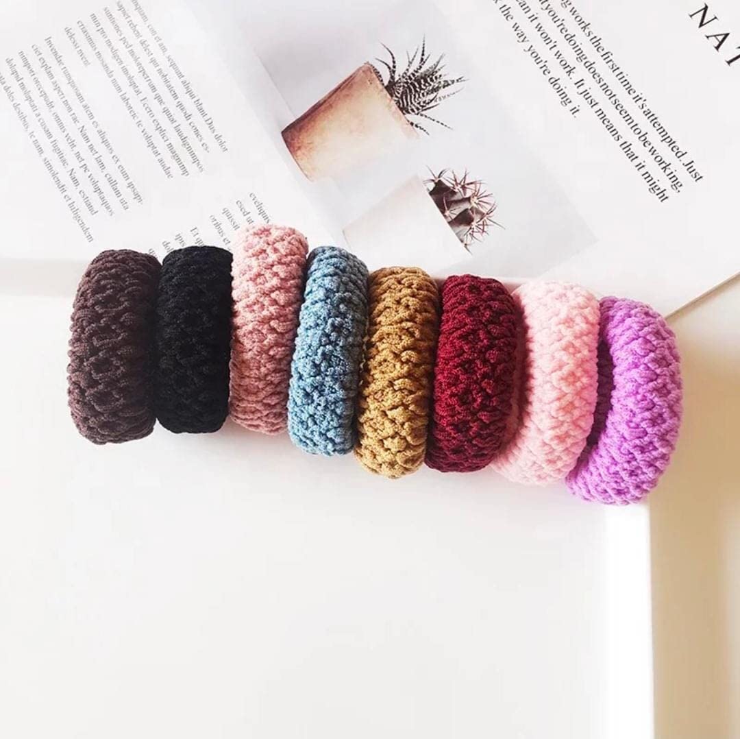 AM1205 Sober Elastic Rubber Band, Cotton Ponytail Holders, Thick Rubber Bands for Girls Pack of 12 (Multicolor) - Image 5