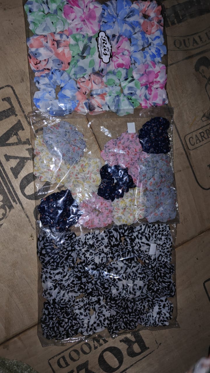 AM1099 Raj Print Georgette Scrunchies 1Pcs - Image 2