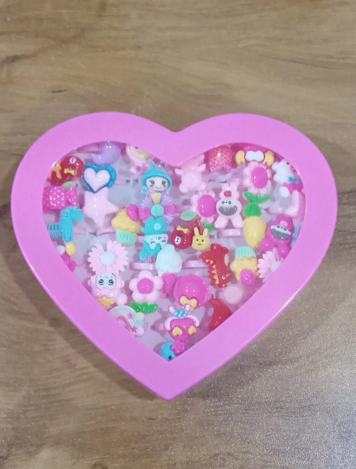 Am1110 Kids  Cartoon Pretend Play Toy Rings in a Heart Shape Box (36 Pcs) - Image 10