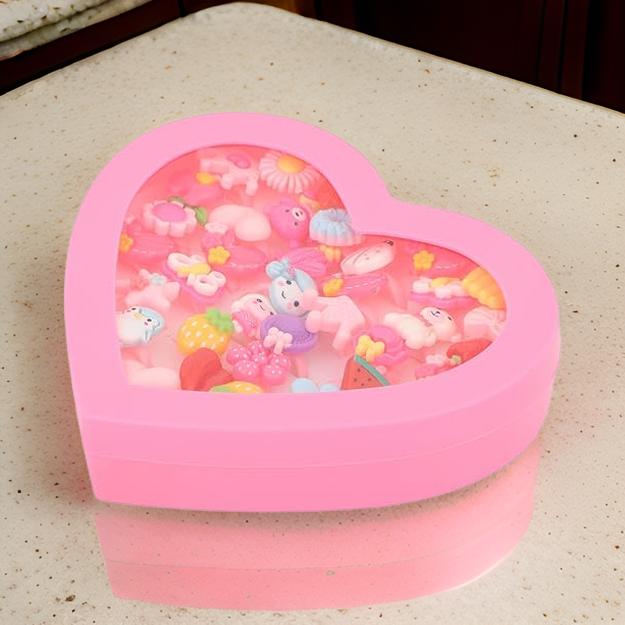Am1110 Kids  Cartoon Pretend Play Toy Rings in a Heart Shape Box (36 Pcs) - Image 2