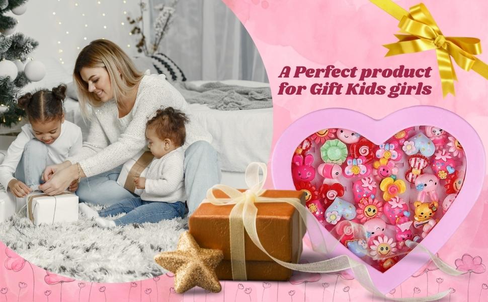 Am1110 Kids  Cartoon Pretend Play Toy Rings in a Heart Shape Box (36 Pcs) - Image 9