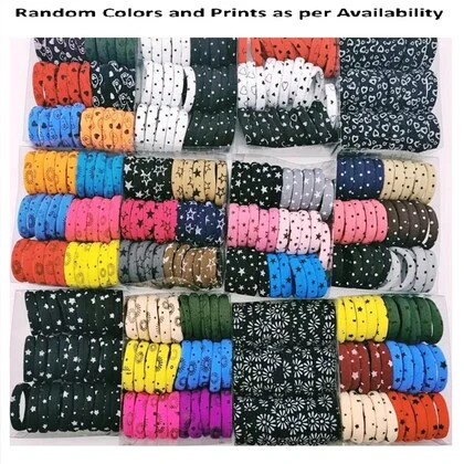 AM1159 Rubber Band Hair Accessory Soft Rubber Stretchy Ponytail Holder Elastic Hair Ties Light & Dark MultiColors Printed Design Hair Bands - Image 3
